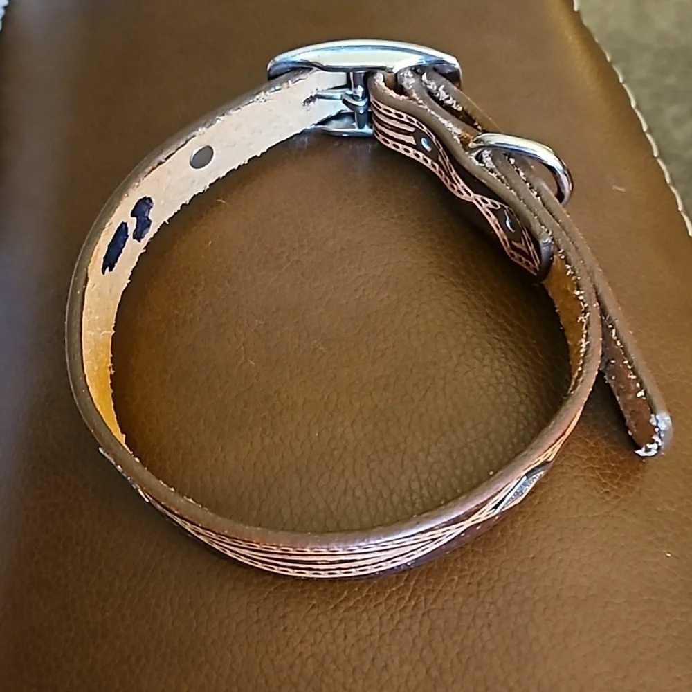 TEXAS LEATHER MFG Brown Western Leather Dog Collar NWOT